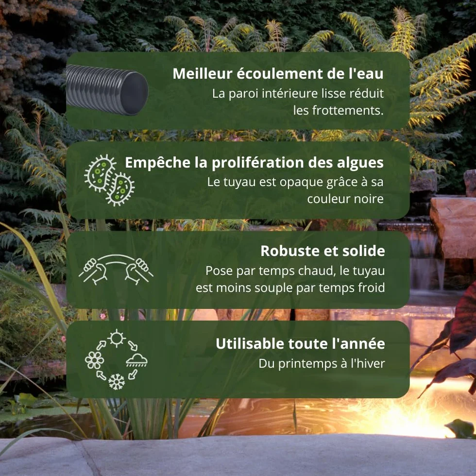Hero Tuyau en spirale pour étang 32 mm 10 m de long