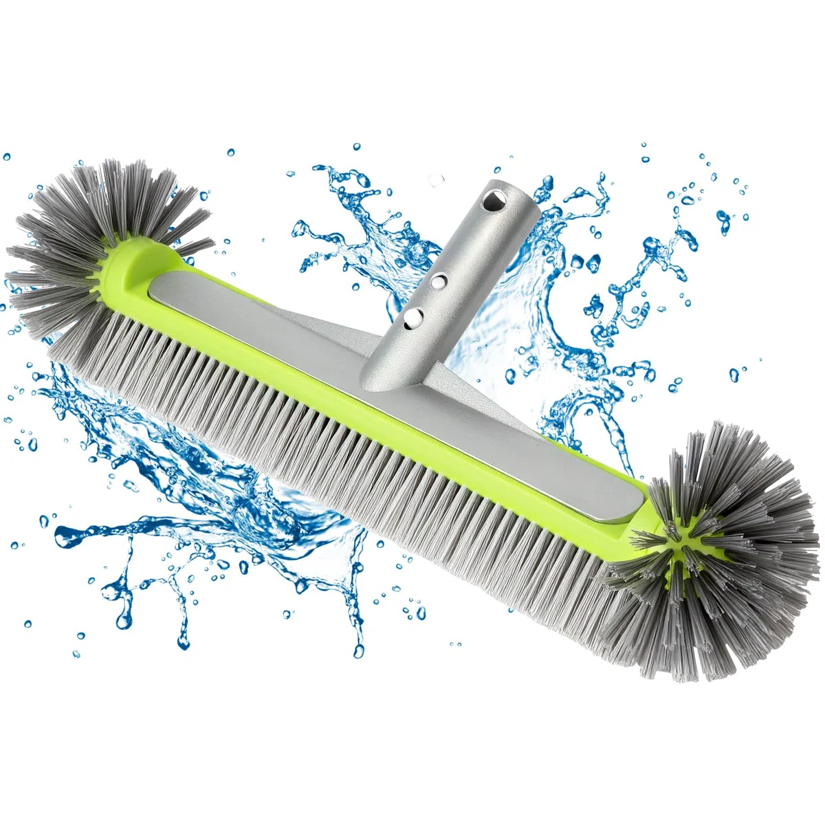 Brosse de Piscine Ronde, 43cm/17″ Balai Piscine Brosse avec Gants Antidérapants et Serviette Absorbante pour Carrelage, Murs & Coins Récalcitrants (sans Barre Télescopique)