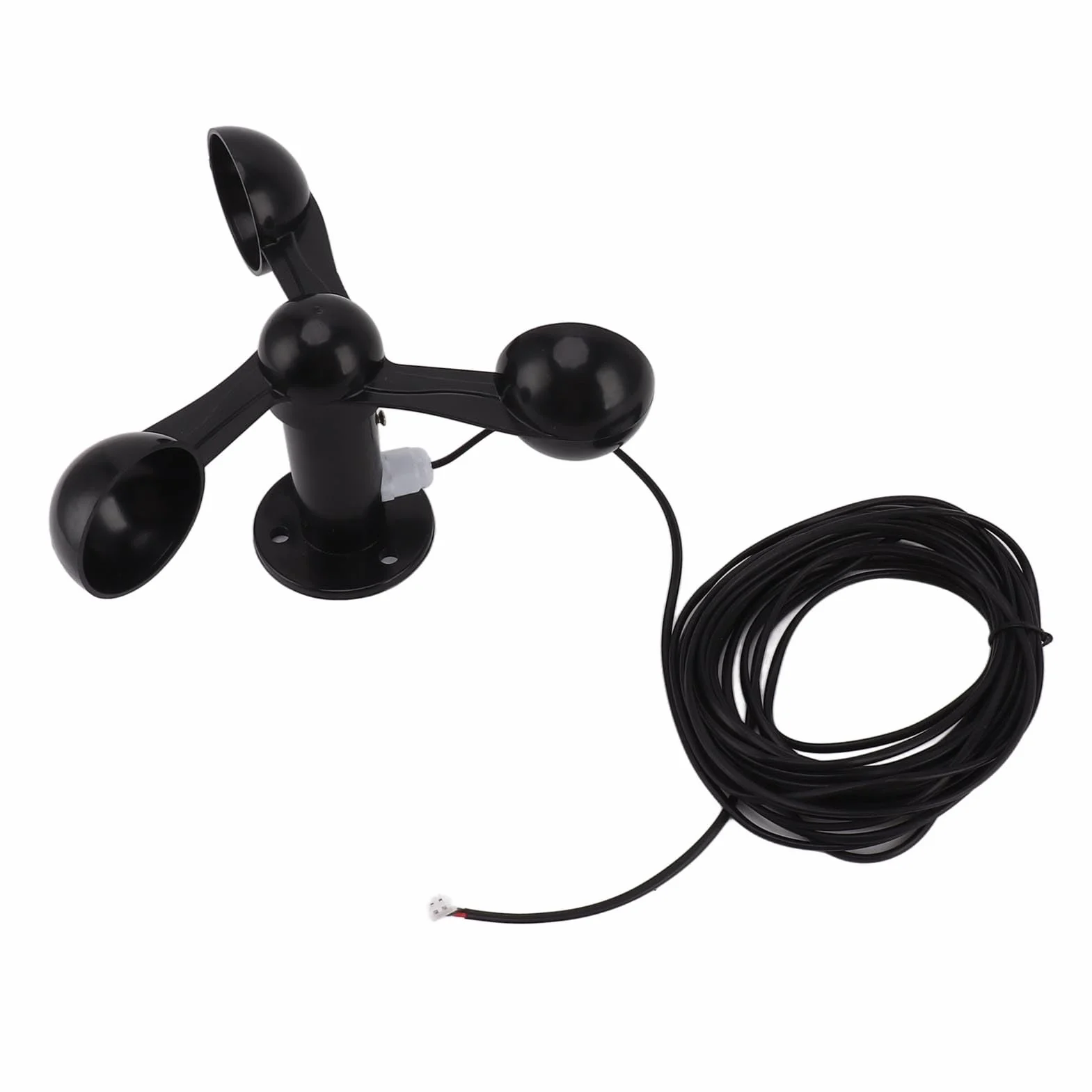 Capteur de Vitesse du Vent, 0-3,8V 3 Tasses Capteur Anémomètre avec 8M Câble étanche, Trou de Montage de 4cm, Détecteur de Mesure du Vent Anti-interférence