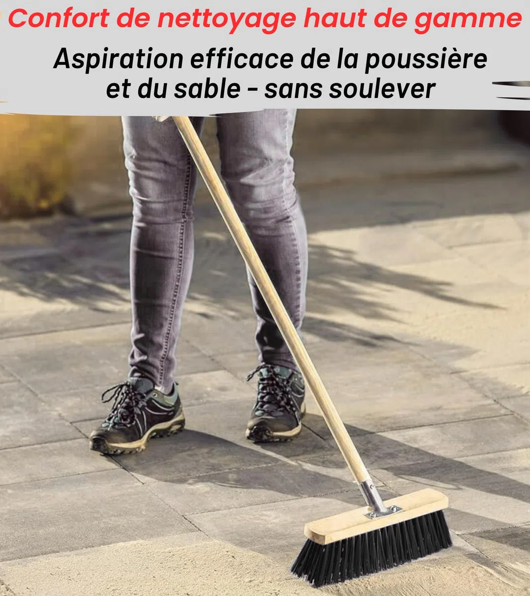 Balai robuste de 800 mm - Avec manche de 120 cm - Balai de rue et jardin - Pour routes, trottoirs et intérieurs