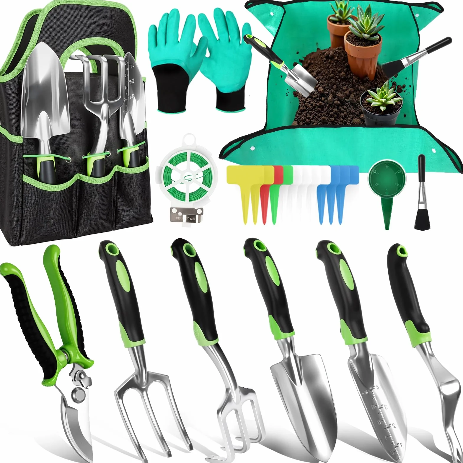 USHOP Ensemble d'Outils de Jardinage,Kit de Jardinage,Kit D'outils de Jardin,Outils Succulentes,Outils de Jardinage avec Sac de Rangement Durable,Cadeau de Jardin Idéal pour Les Femmes et Les Hommes