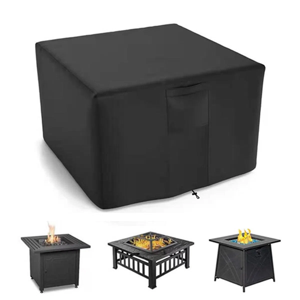 Housse De Brasero | Housse De Table Carrée pour Brasero à Gaz | Housse De Protection Imperméable pour Foyer De Jardin | pour Meubles De Foyer De Terrasse (92x92x61cm,Noir)