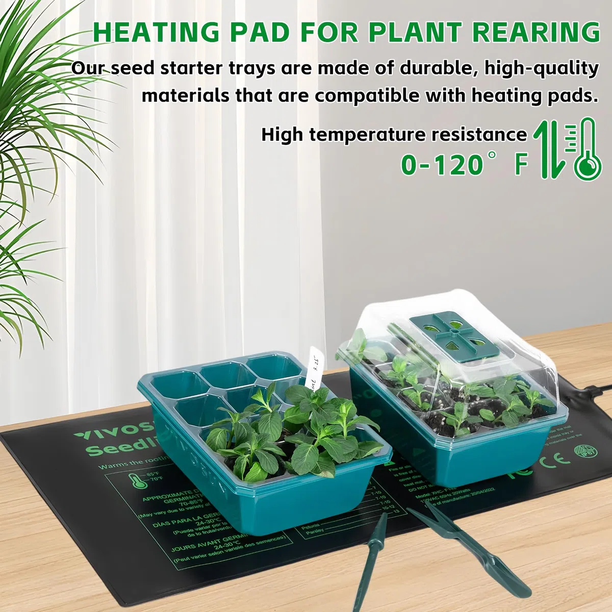 PORFOYO 2 Pièces Tapis Chauffant pour Plantes, 21W Tapis Chauffant pour Semis, Tapis Chauffant Plante, Coussin Chauffant pour Serrepour Semis, Germination, Reptile, 25cmx52.5cm