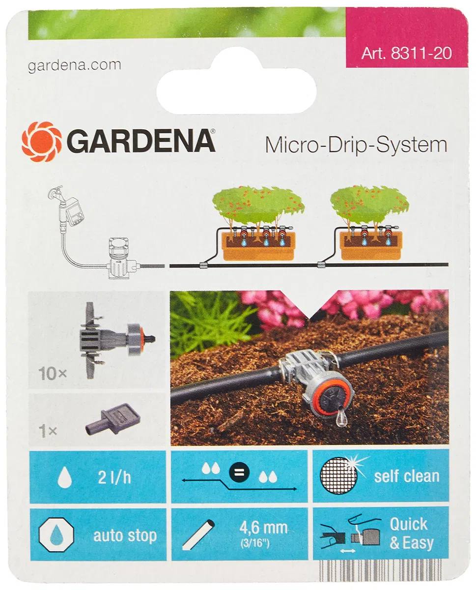 Gardena Système Micro-Drip gouttes de compte gouttes de dépôt en terrasses: queue d'irriguer des rangées de plantes plus courtes avec des besoins en eau similaires (8311-20)