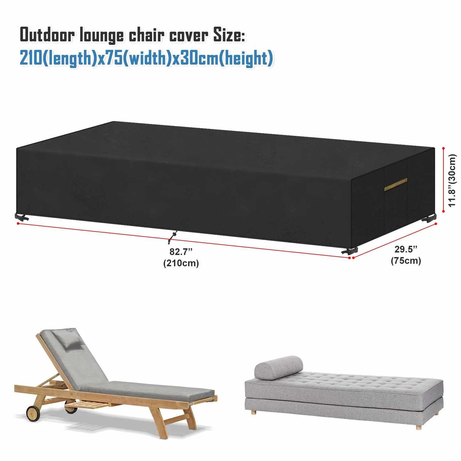 VANSHEIM Housse pour Transat Jardin Housse de Chaise Longue de Jardin Housse de Protection Transat Bain de Soleil Extérieur Anti UV Housse de protection pour Chaise Longue,Chaise de Jardin 210x75x30cm
