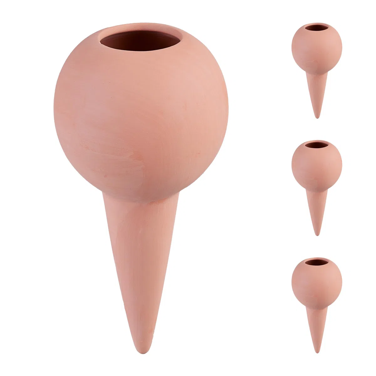 Relaxdays Arrosage en Terre Cuite, Lot de 4, Bouteilles Pet 1,5 l, intérieur (Chambre) et extérieur (Balcon), Marron