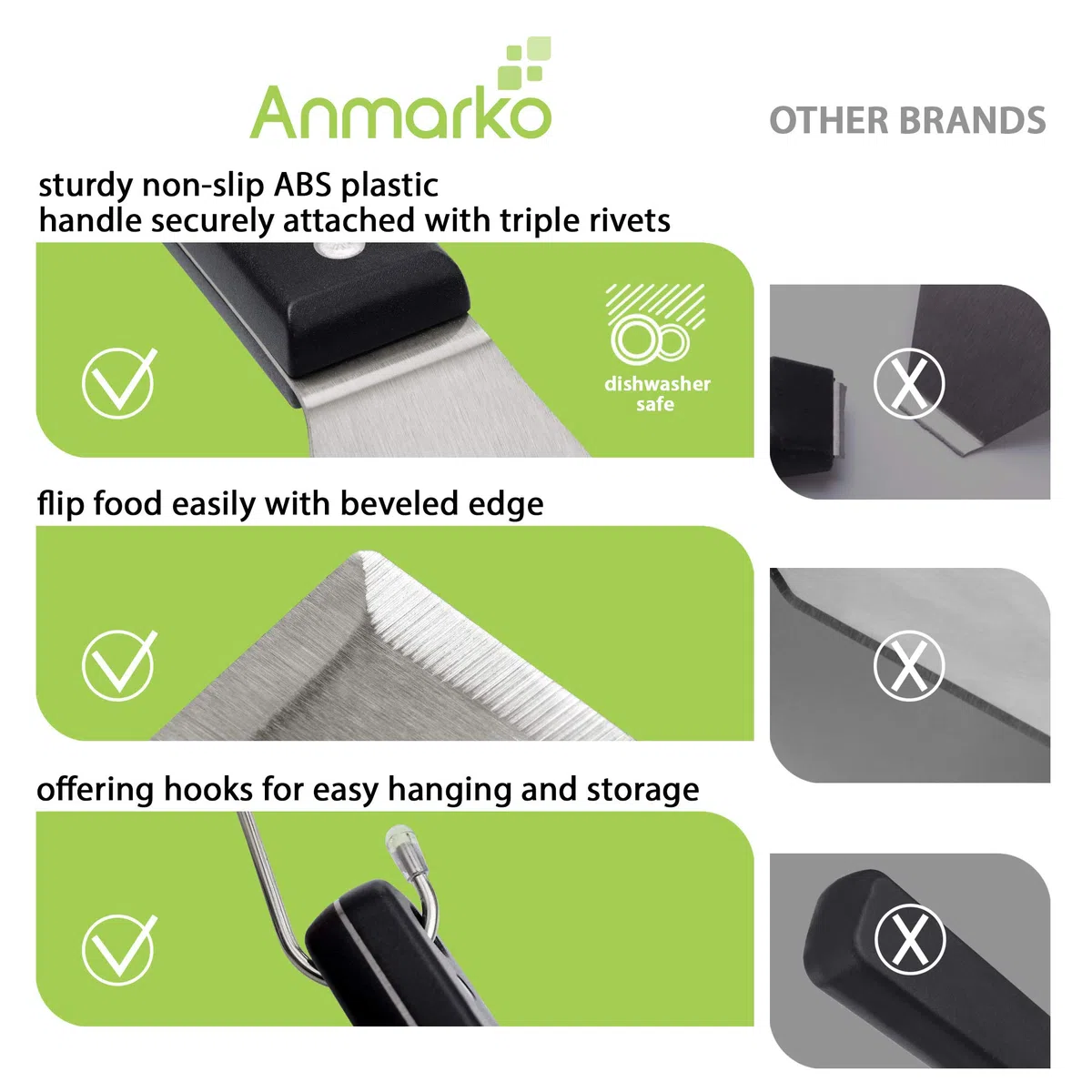 Ensemble de spatules en métal – Kit d'accessoires pour plaque de cuisson – Spatule plate pour grill crêpes hamburgers spatule en métal idéale pour barbecue