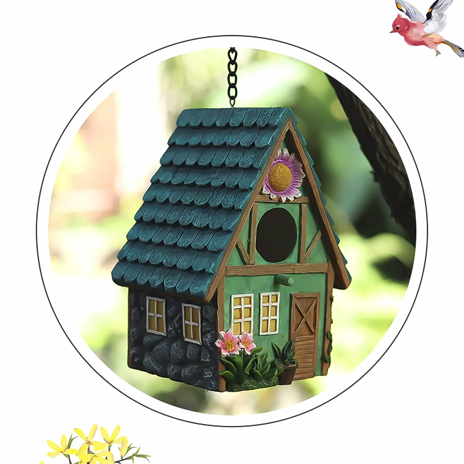 Nichoir Oiseaux Exterieur Original,Nichoirs à Oiseaux Sauvages,Repos Douillette pour Oiseaux,Peut Abriter à Partir De Temps Froid,Nid Oiseau Fait à La Mainr, pour La Décoration du Jardin,21x15x13cm