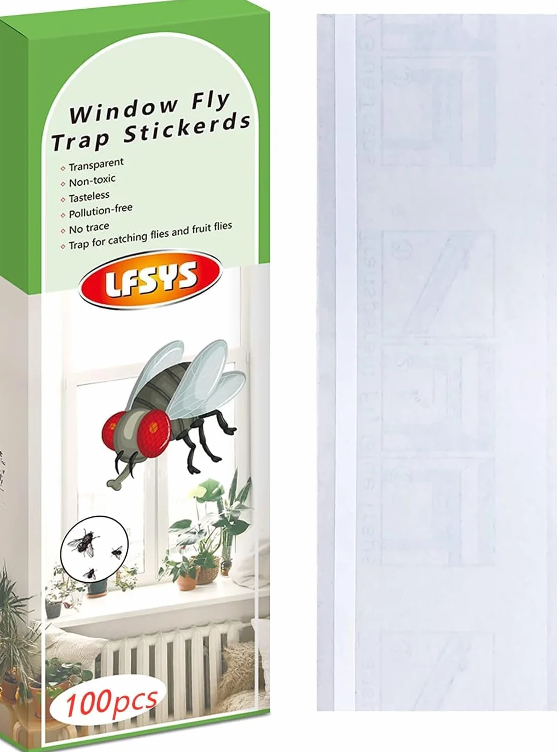 Lot de 100 pièges à Mouches pour fenêtre - Bandes adhésives en Papier Transparent pour fenêtre - Piège à Mouches - pour Maison - Étanche - pour l'intérieur et l'extérieur