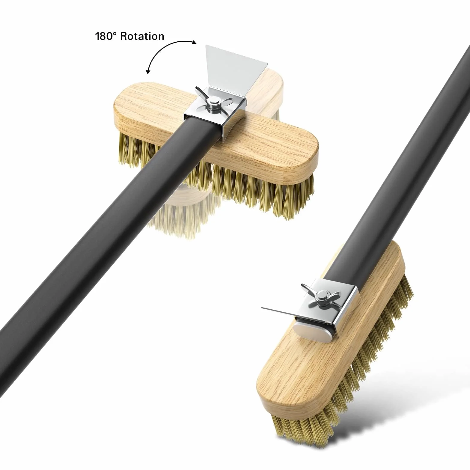 G.a HOMEFAVOR Brosse pour Four à Pizza Laiton avec racloir réfractaire Brosse de Nettoyage Longue, Manche Aluminium 120 cm