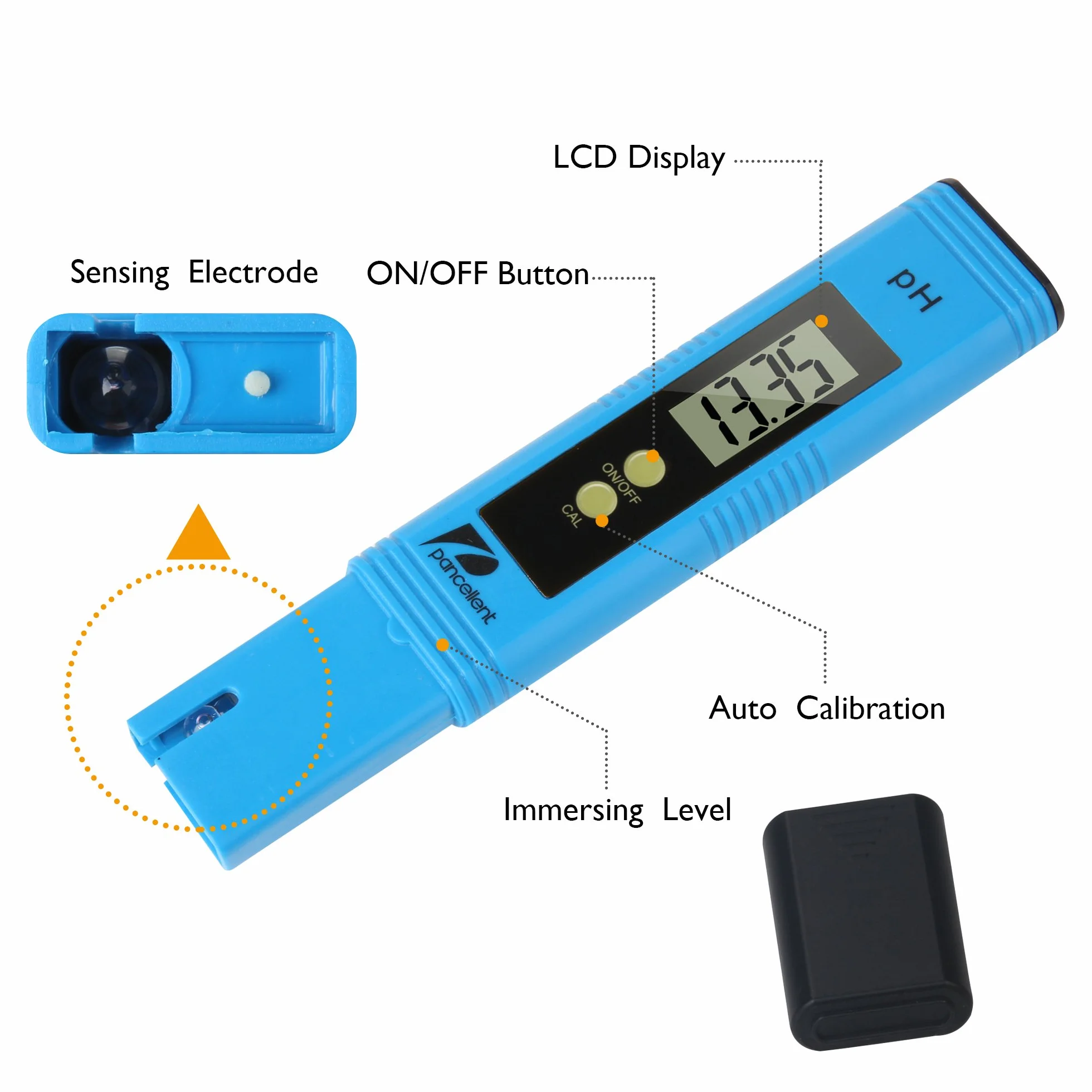 pancellent Mètre de Test de qualité de l'eau TDS PH EC Température 4 dans 1 Ensemble Testeur numérique avec Écran LCD Test pour Piscine, Aquarium (Bleu)