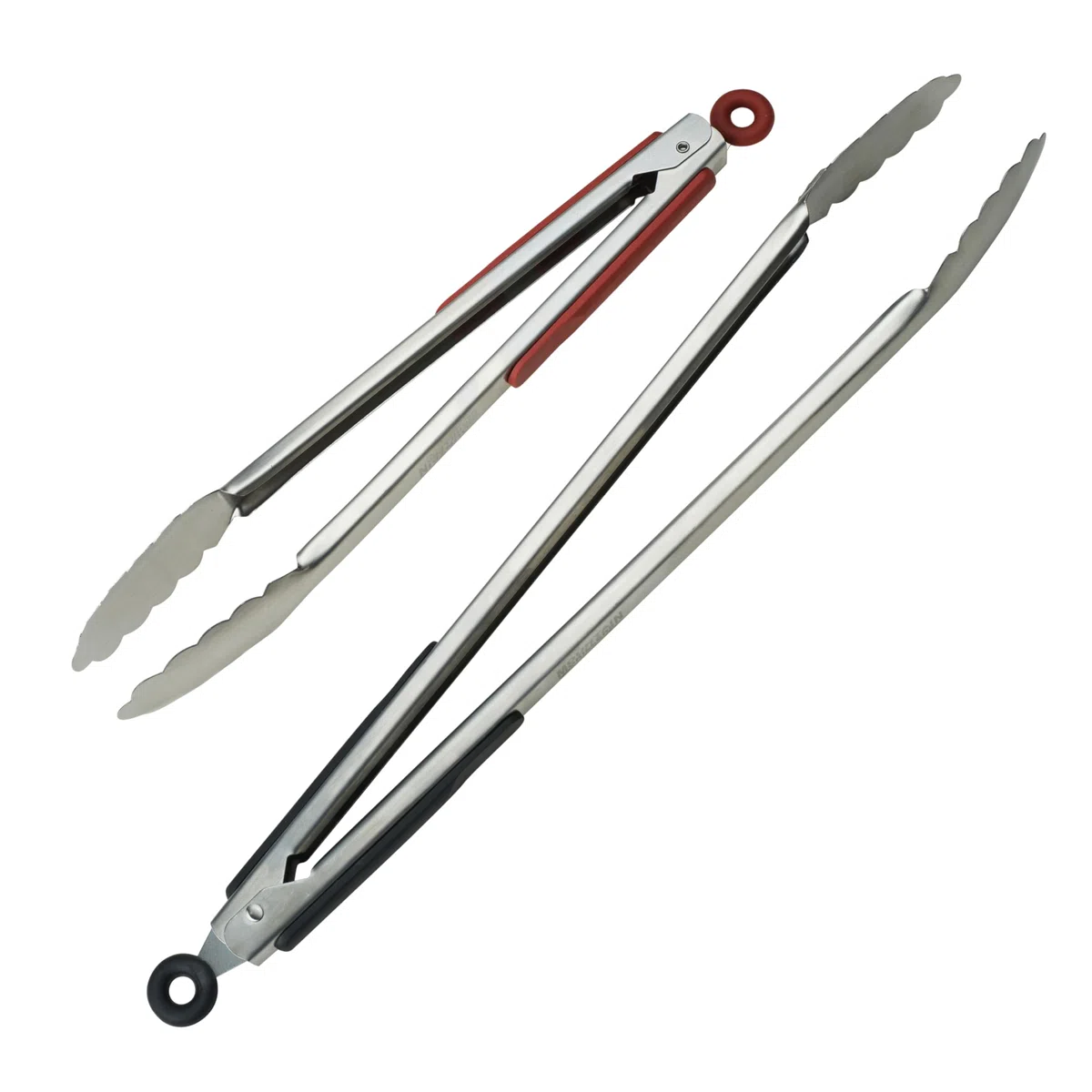 Longues pinces à gril en acier inoxydable (30 et 40 cm) - 2 pinces à gril et à barbecue en métal avec poignée antidérapante résistant à la chaleur - Outils de gril faciles à utiliser et à laver.