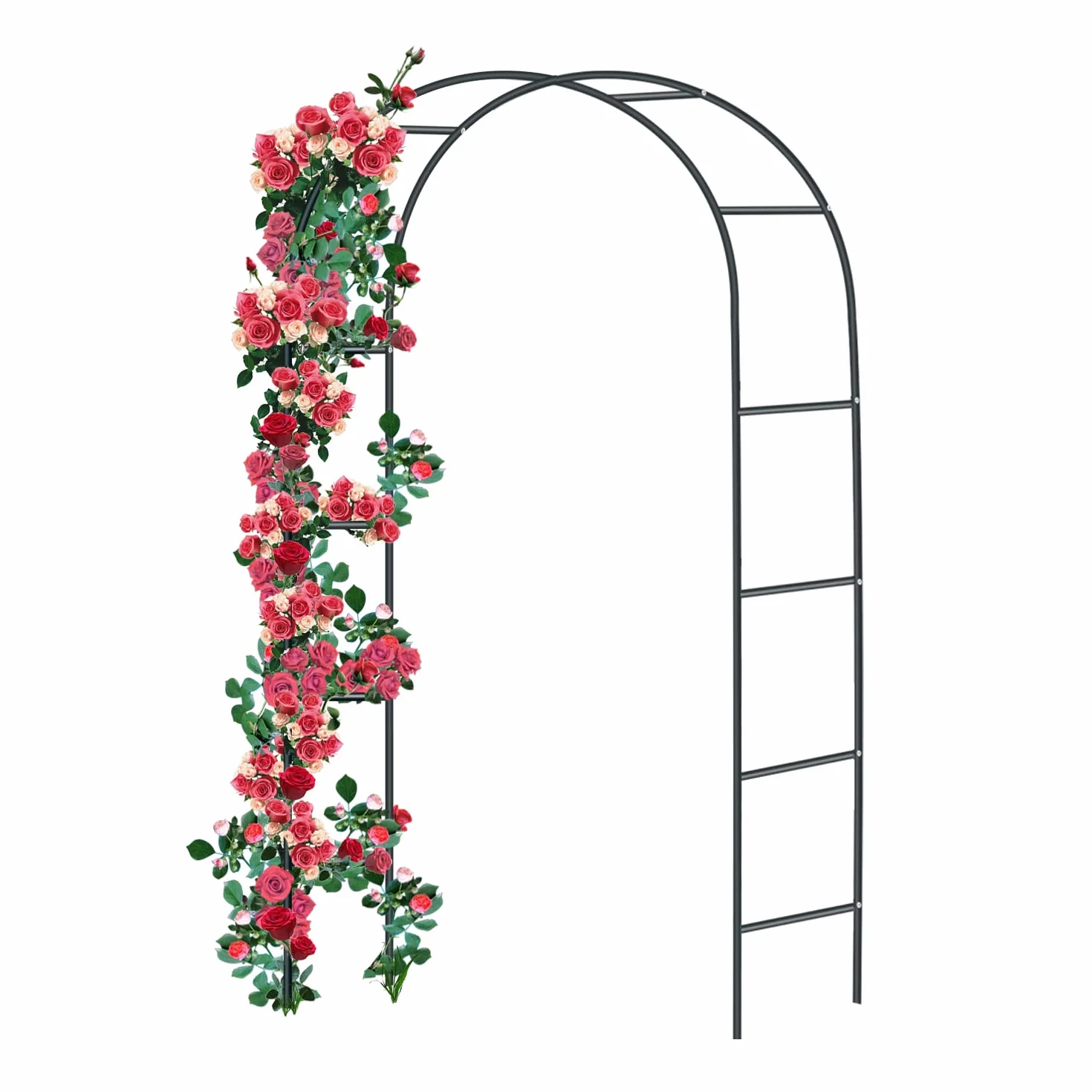 Forever Speed Arche de Rose en métal - Grille de Rose en Acier revêtu par Poudre - Décoration de Jardin et décoration - Résistant aux intempéries - 240 x 140 x 38 cm - Noir