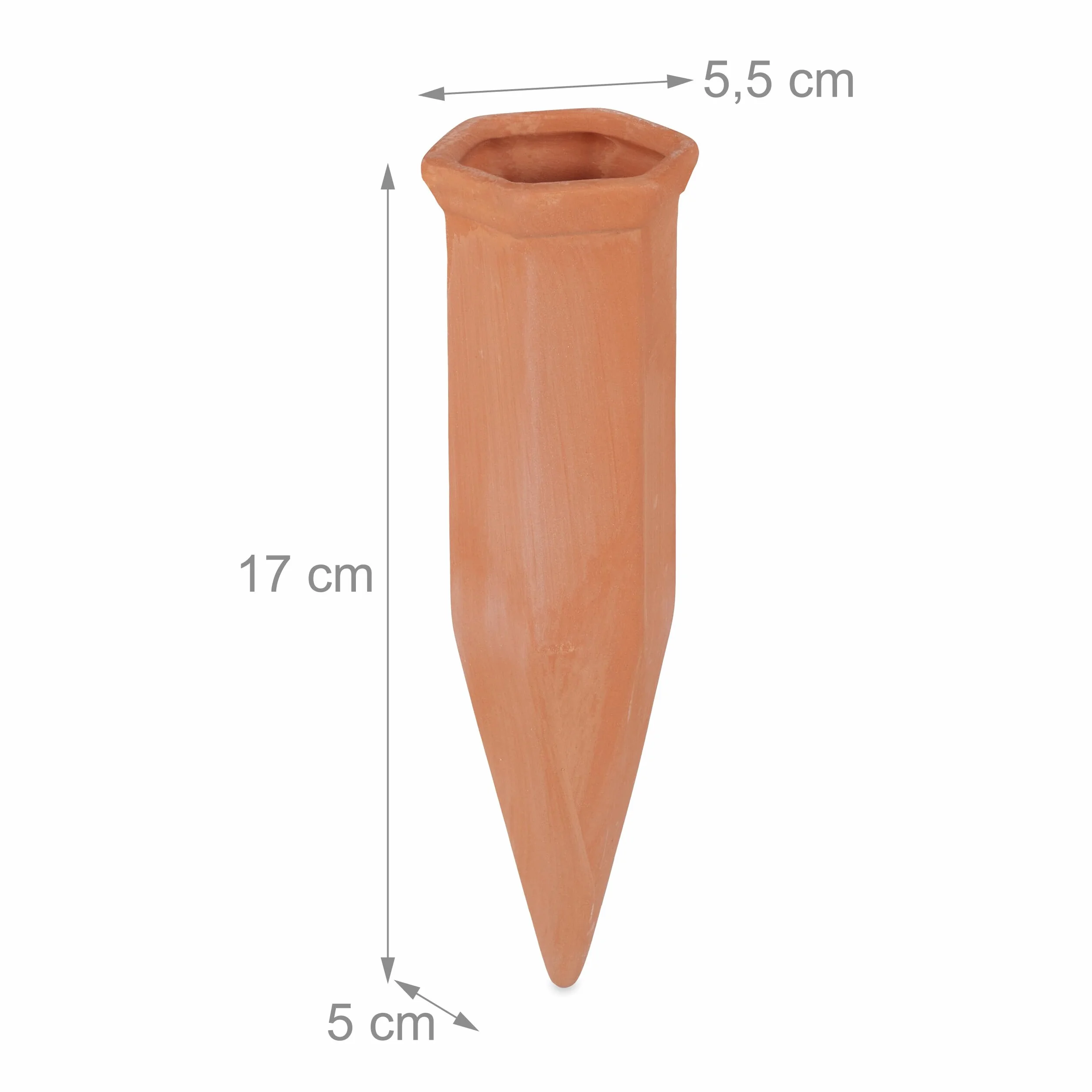 Relaxdays Cône en Argile d’arrosage, Lot de 4 Accessoire d’arrosage, Bouteilles d’1,5 L, 17 x 5,5 x 5 cm, Terre Cuite