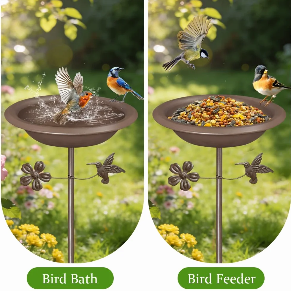 Bseical Abreuvoir pour oiseaux debout - Bain d'oiseaux pour l'extérieur - En métal - Pour oiseaux - Résistant à l'hiver