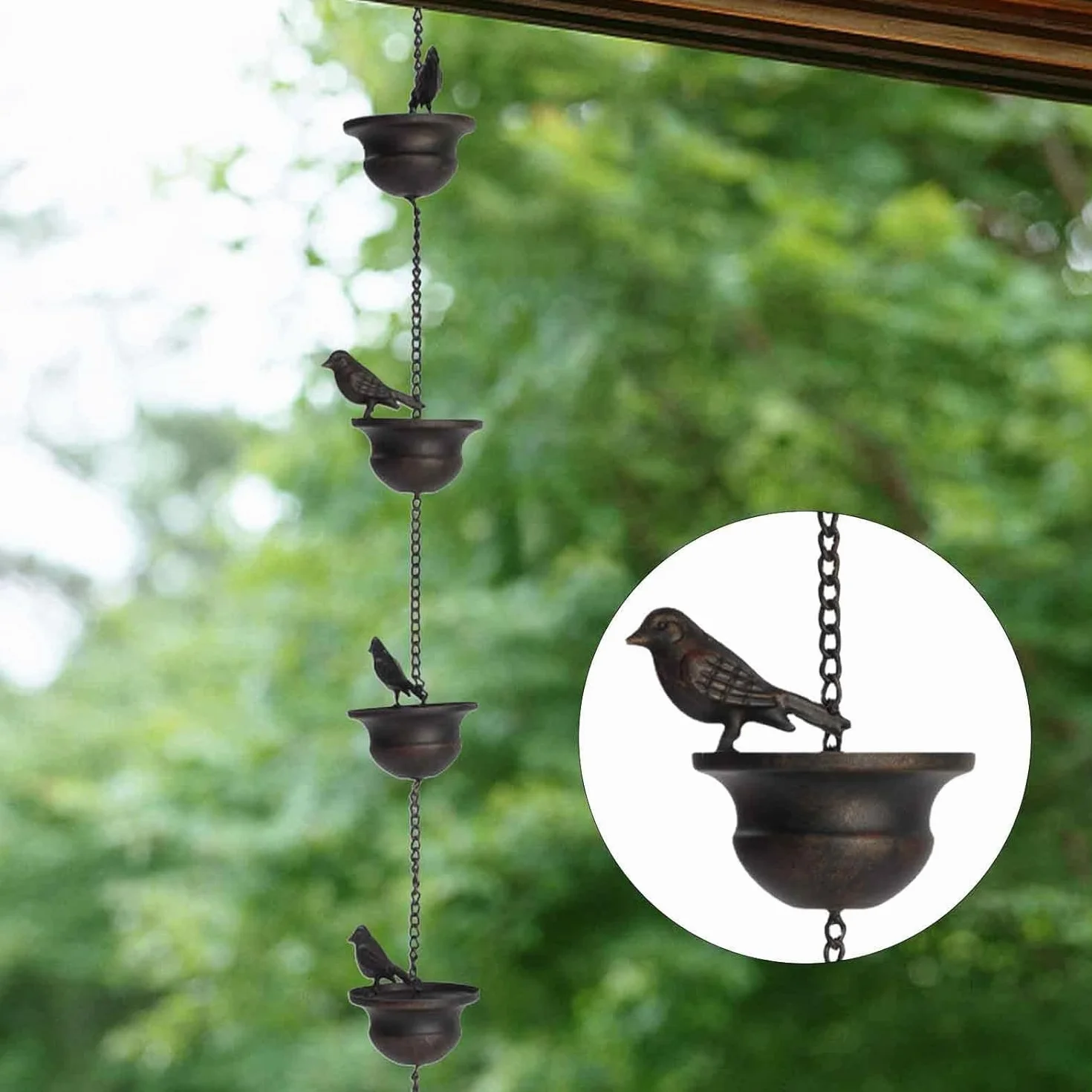 Chaîne d'eau de Pluie | Chaîne de gouttière | Chaîne de Pluie Suspendue | Cloches de Pluie suspendues, Décoration de gouttière pour évacuer l'eau pour Le Attrape-Pluie en Plein air