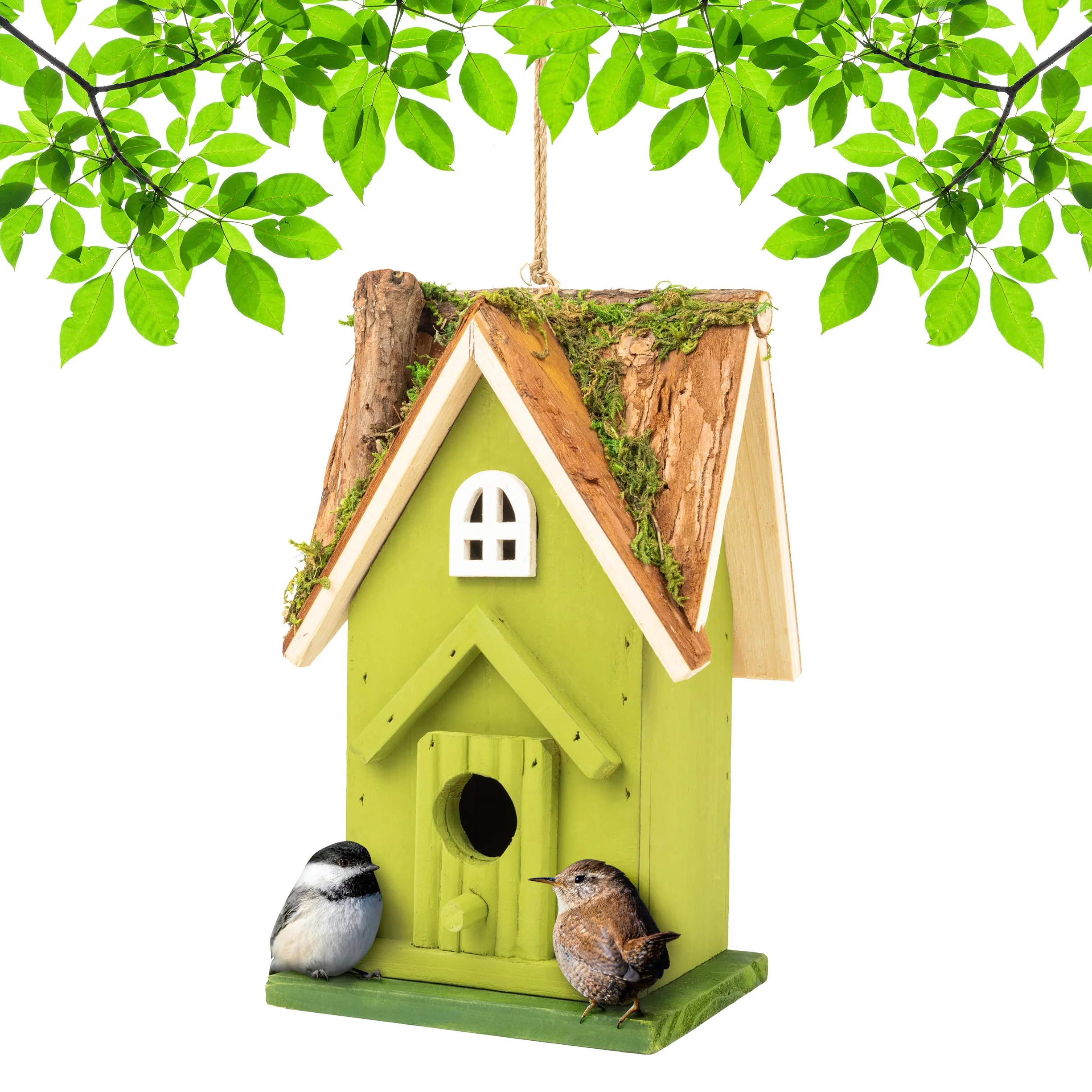 MEKKAPRO Nichoir Oiseaux pour Extérieur - Maison d'Oiseau et Décoration de Jardin Extérieur | Refuge Naturel pour Mésanges, Troglodytes, Sittelles