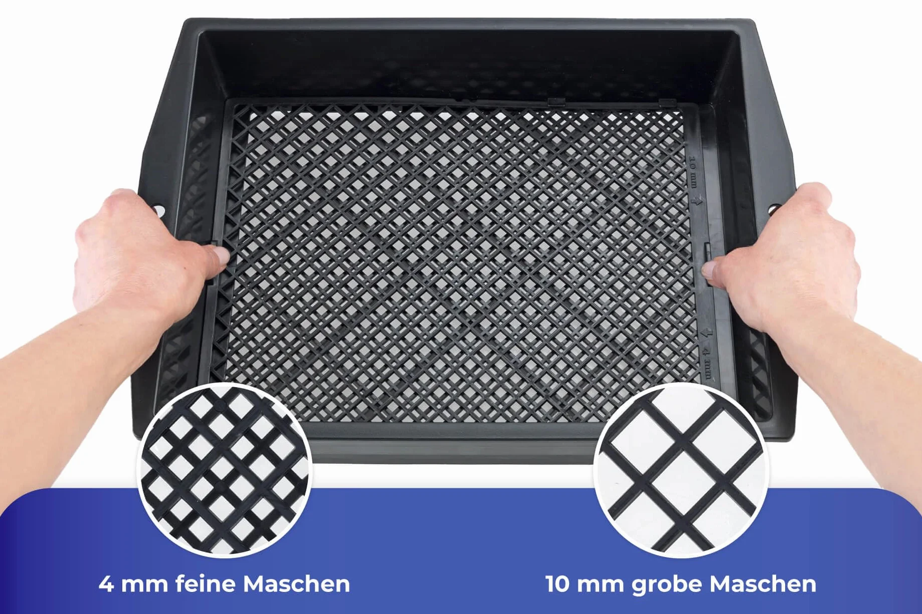 Maximex Tamis de jardin avec passoire réglable, tamis de jardin avec surface extra large pour filtrer les pierres, les racines et les feuilles, aide au jardin pour la récolte