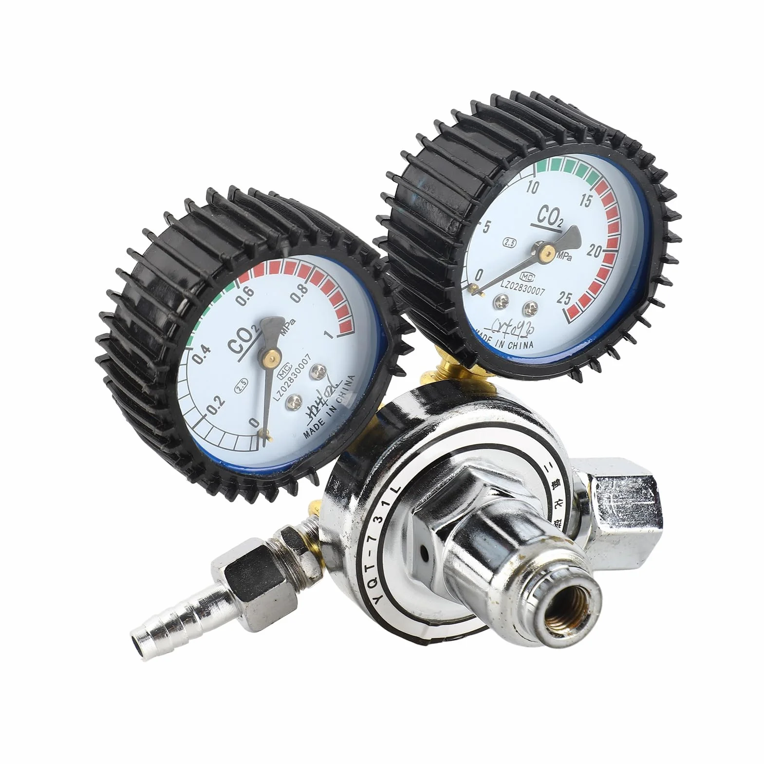 Régulateur de CO2 Double Haute Précision pour Soudure Professionnelle avec Réducteur de Pression, Double Jauge de Contrôle et Soupape de Sécurité pour Bouteilles de Gaz Industrielles