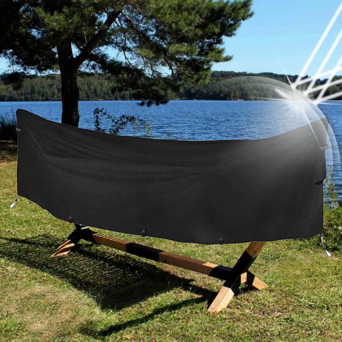 Housse de Hamac Robuste, Imperméable, Protection UV, Anti-Poussière, pour Extérieur, Noir