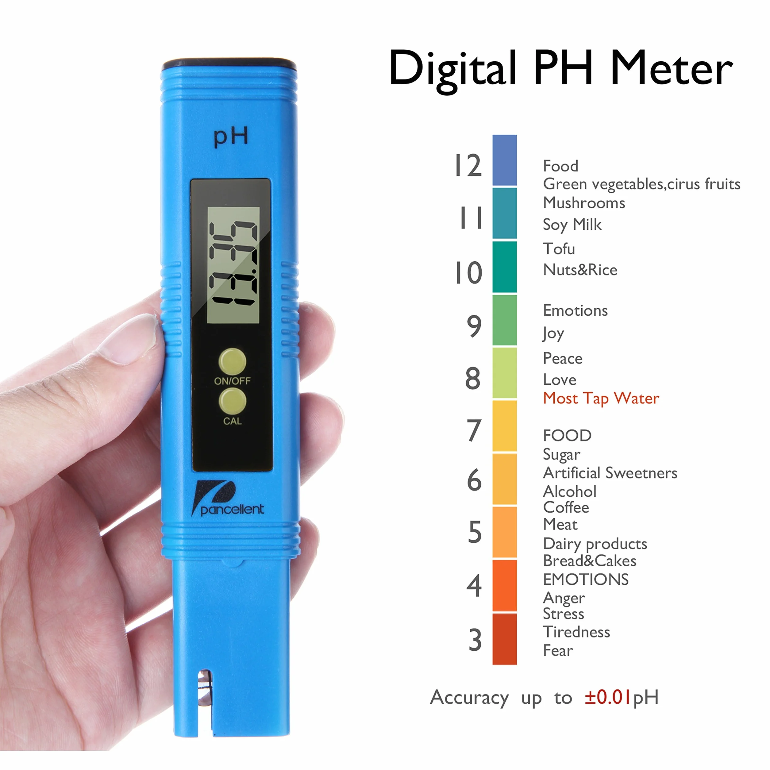 pancellent Mètre de Test de qualité de l'eau TDS PH EC Température 4 dans 1 Ensemble Testeur numérique avec Écran LCD Test pour Piscine, Aquarium (Bleu)