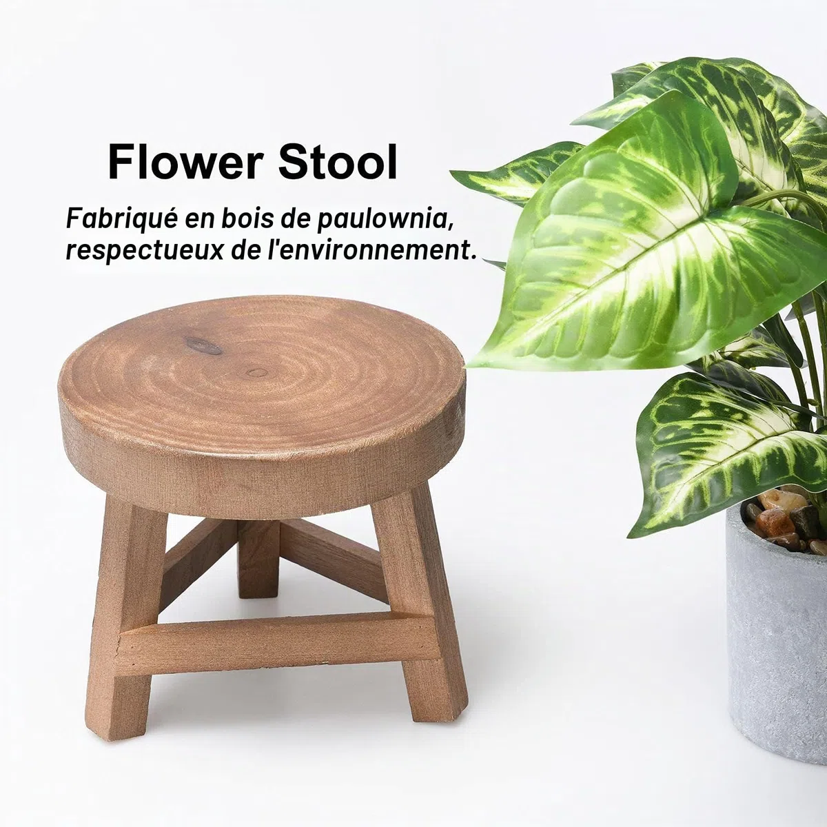 Tabouret en bois, stable et durable, 15 cm de haut, marron, mini tabouret décoratif pour petits bijoux et plantes, idéal pour la cuisine, la salle de bain, la chambre à coucher