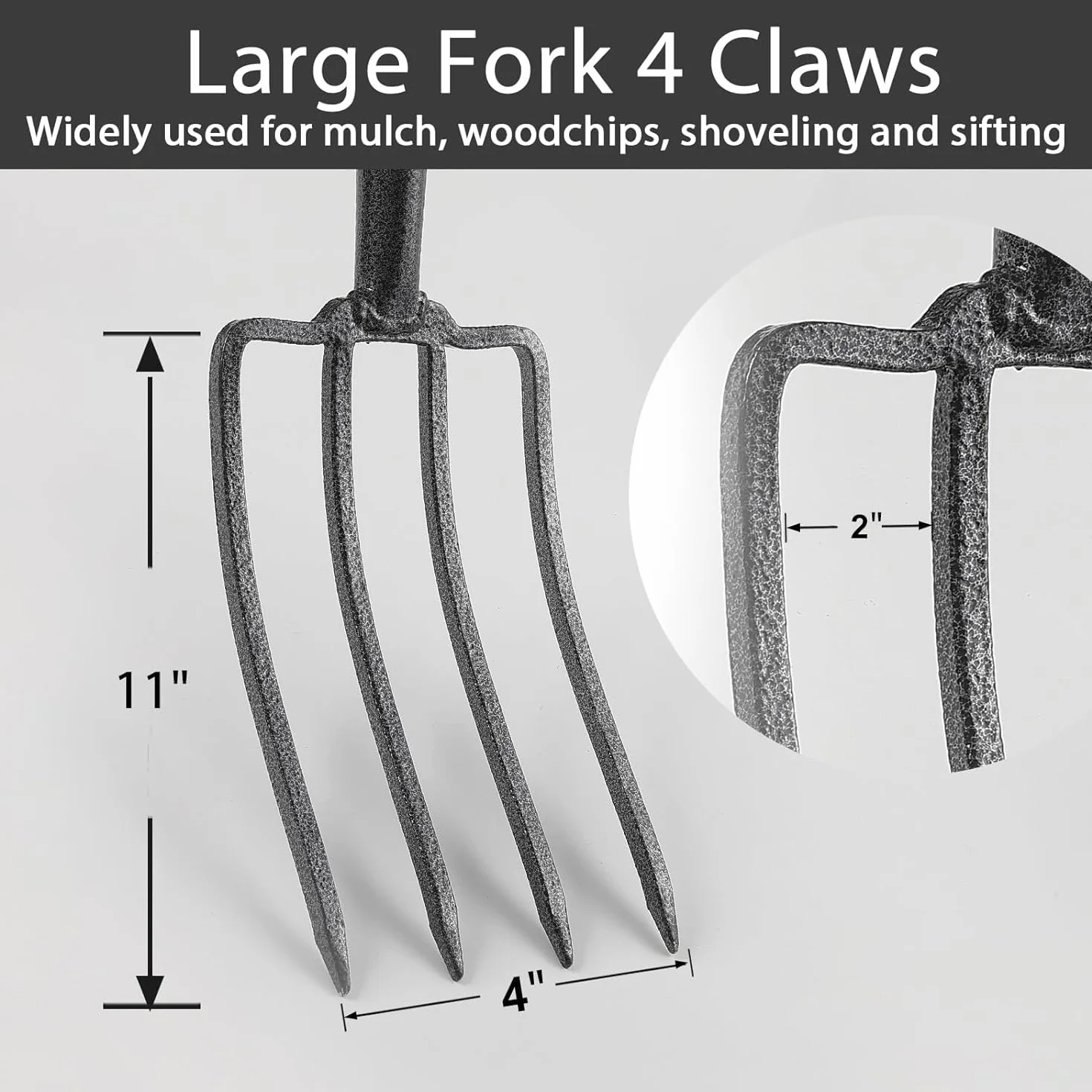 127cm Fourche à Bêcher, Fourche Plate pour Dureté Fourche Plate à 4 Dents avec Poignée en D Fourche à Creuser en Métal pour Creuser et Desserrer/Noir