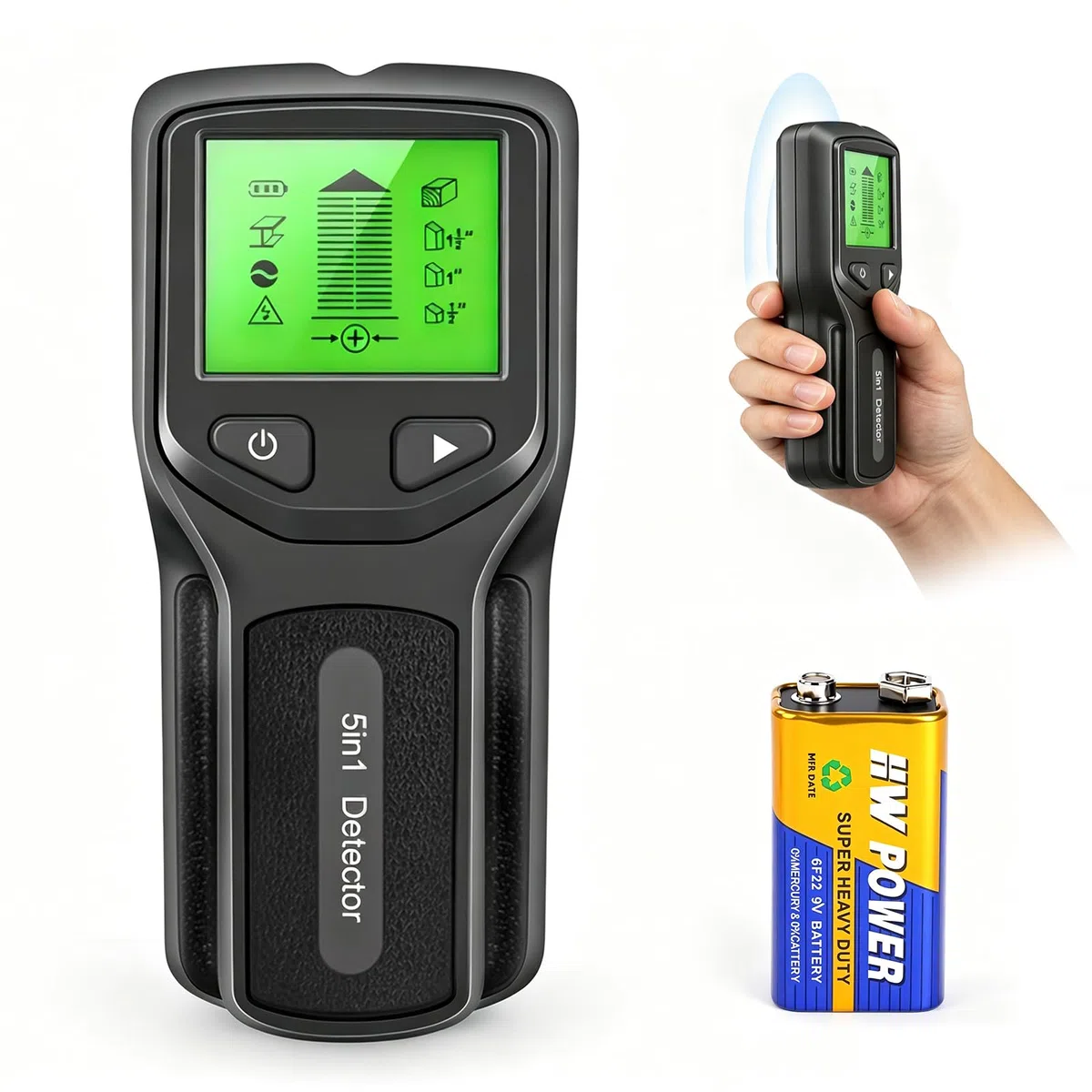 5 en1 Détecteur de Cable Électrique Mur, Detecteur de Cable Electrique avec Écran HD LCD et Alerte Sonore, Scanner Mural pour Localiser Les Métaux Chevilles en Bois Câbles Électriques CA