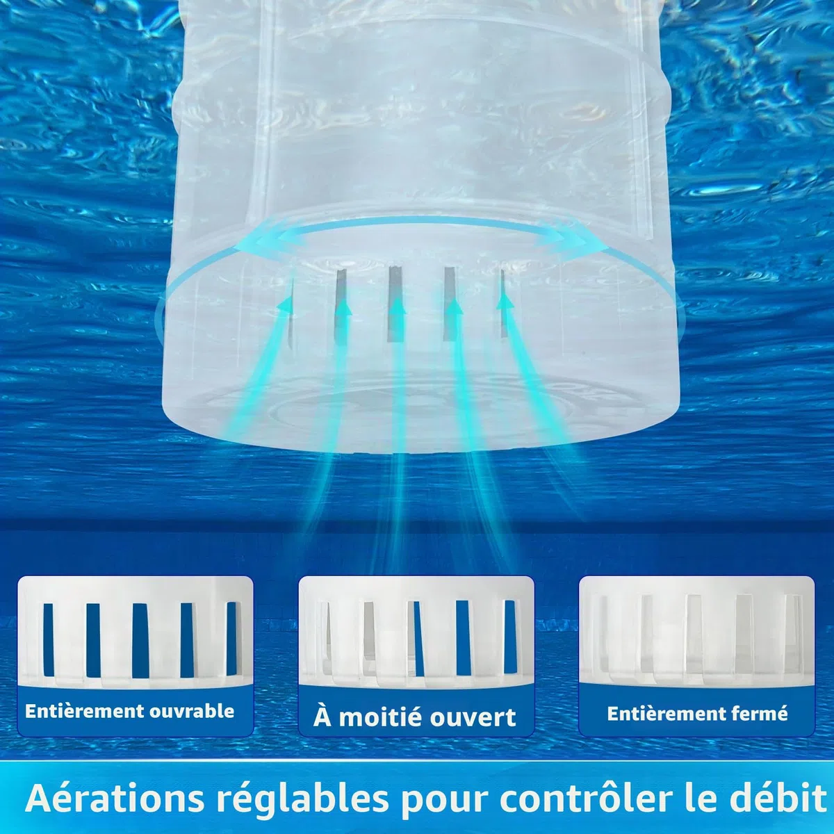 Qoolife Flotteur de chlore de piscine avec lumière solaire, distributeur de chlore flottant pour tablettes de 2,5 cm et 7,6 cm, distributeur de chlore flottant avec télécommande et réglable pour