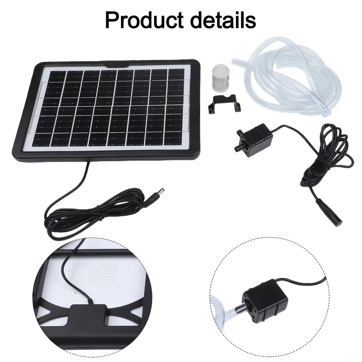 Pompe solaire submersible 6 W 9 V pour aquarium, bassin, fontaine de jardin avec double sortie pour une sortie d'air équilibrée