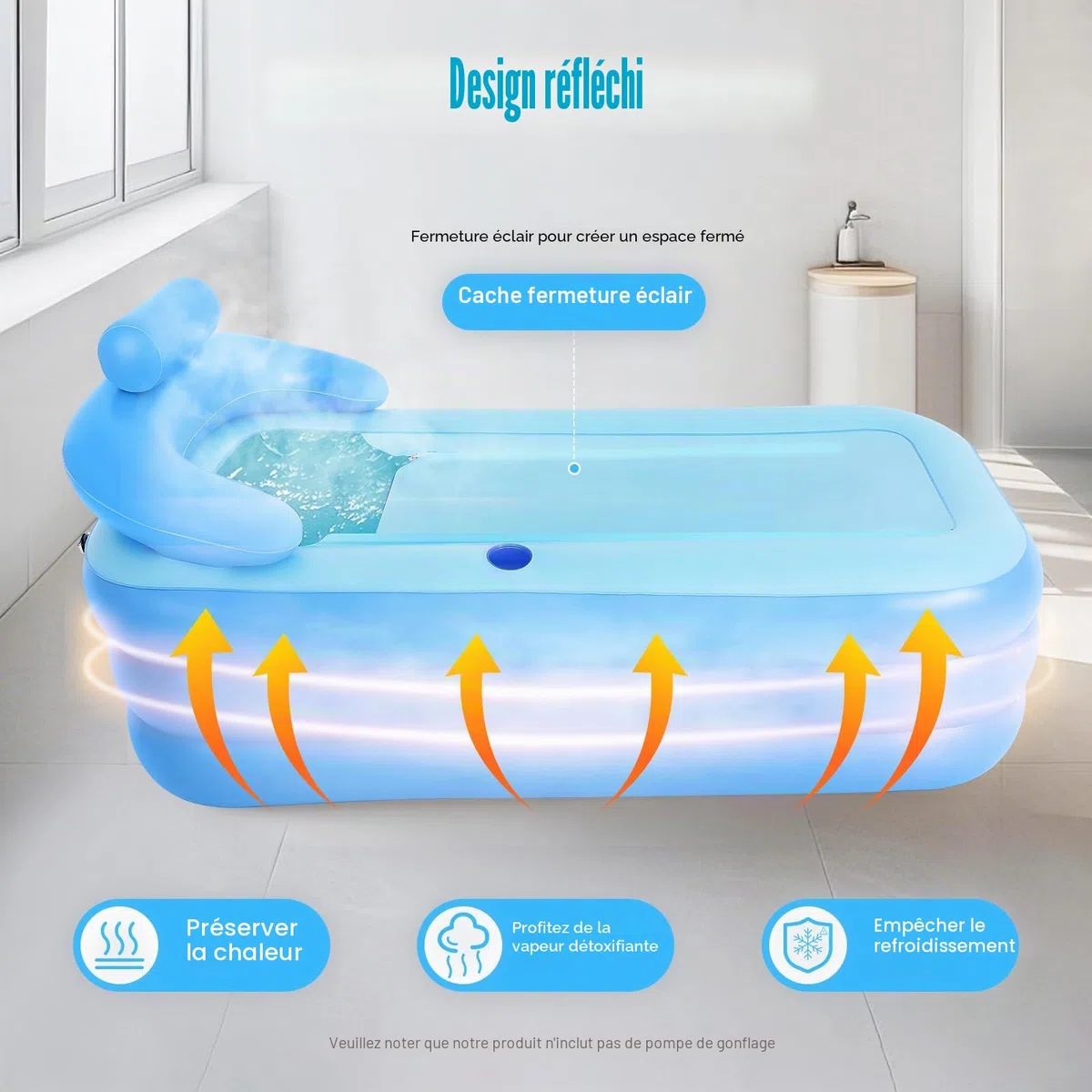 Baignoire gonflable de 160 cm, baignoire gonflable pliable et portable pour adultes, baignoire spa portable, baignoire, baignoire spa, baignoire d’eau chaude, adaptée pour l’intérieur et l’extérieur