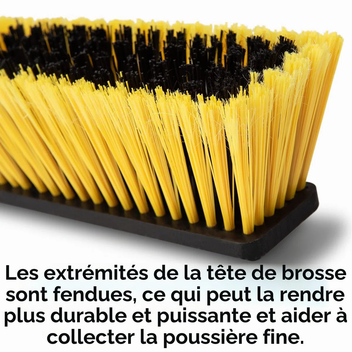 Yocada Balai télescopique à poils durs de 45,7 cm - Balai commercial pour extérieur, idéal pour nettoyer le patio, le garage, le pont, le béton, le bois, la pierre, le carrelage et le sol - Manche de