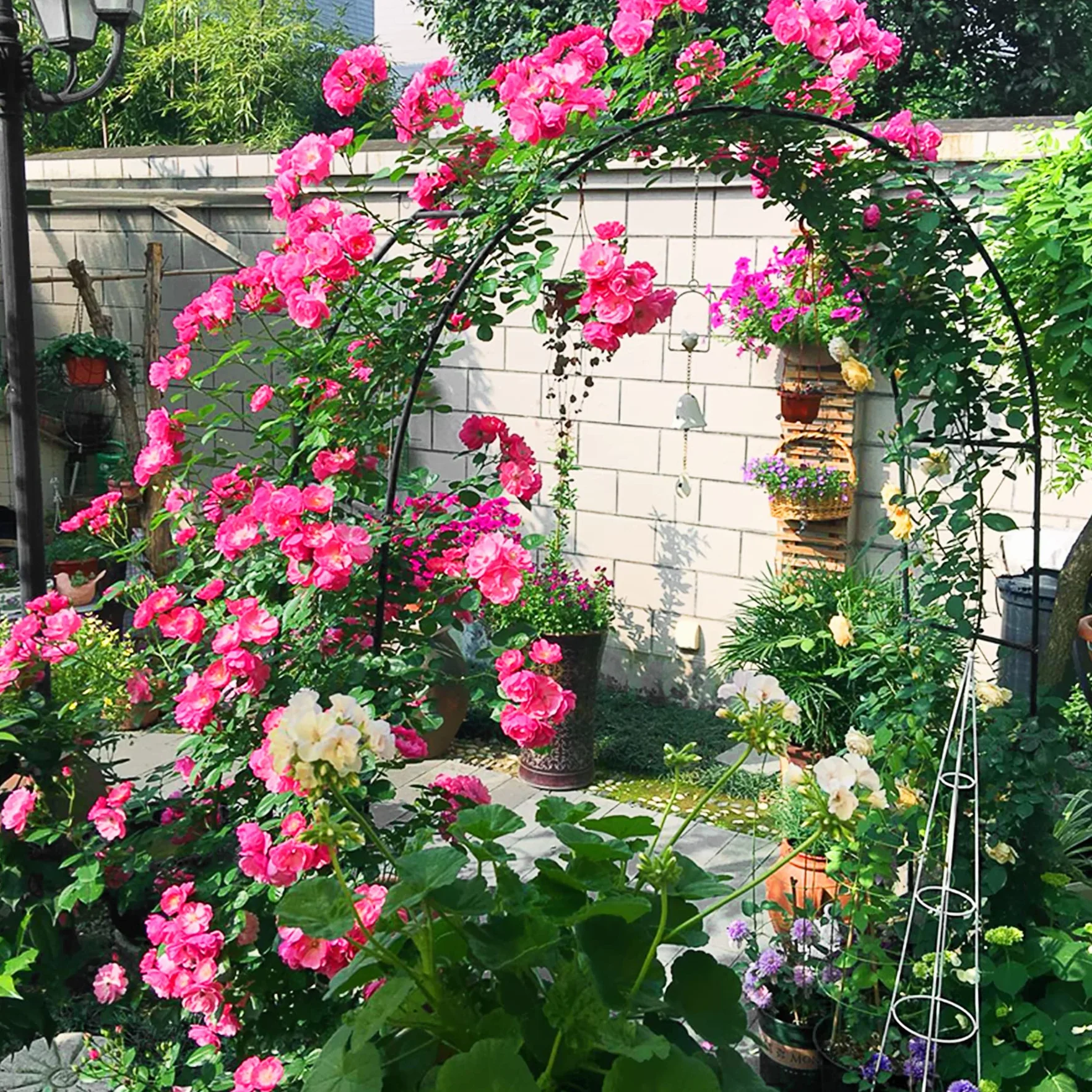 Forever Speed Arche de Rose en métal - Grille de Rose en Acier revêtu par Poudre - Décoration de Jardin et décoration - Résistant aux intempéries - 240 x 140 x 38 cm - Noir