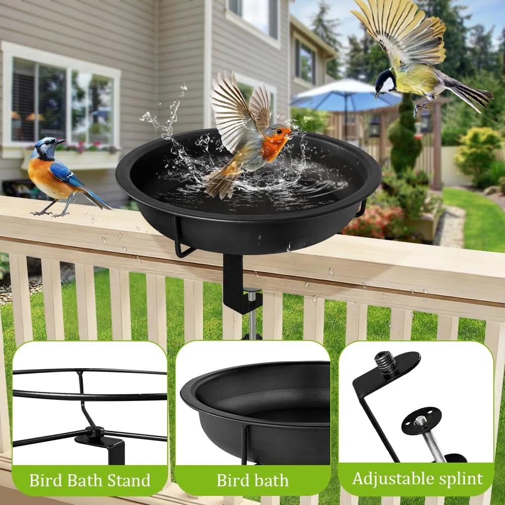 Bseical Bain D'Oiseaux Pour Balcon, Support De Bain D'Oiseaux, Station D'Alimentation Pour Balustrades De Balcon, Jardin