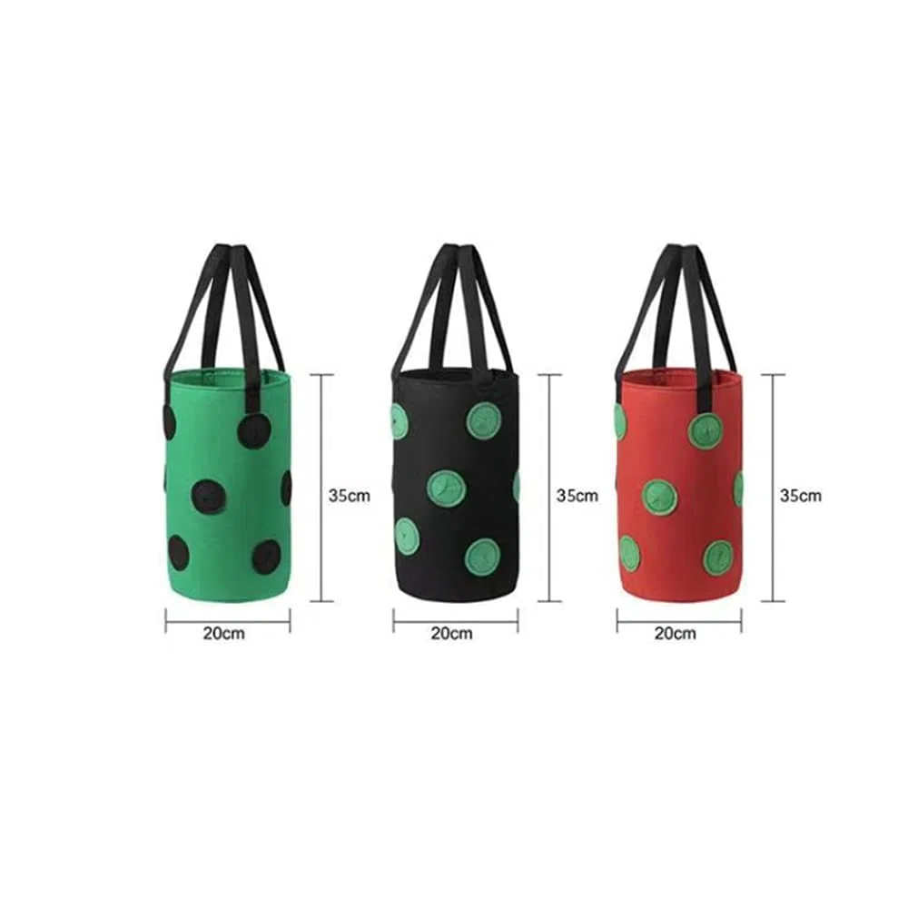 Namvo Lot de 2 sacs de culture de fraises de 10 litres, panier de fleurs à suspendre, sacs de culture multifonctions pour fraises, herbes, fleurs de jardin, noir