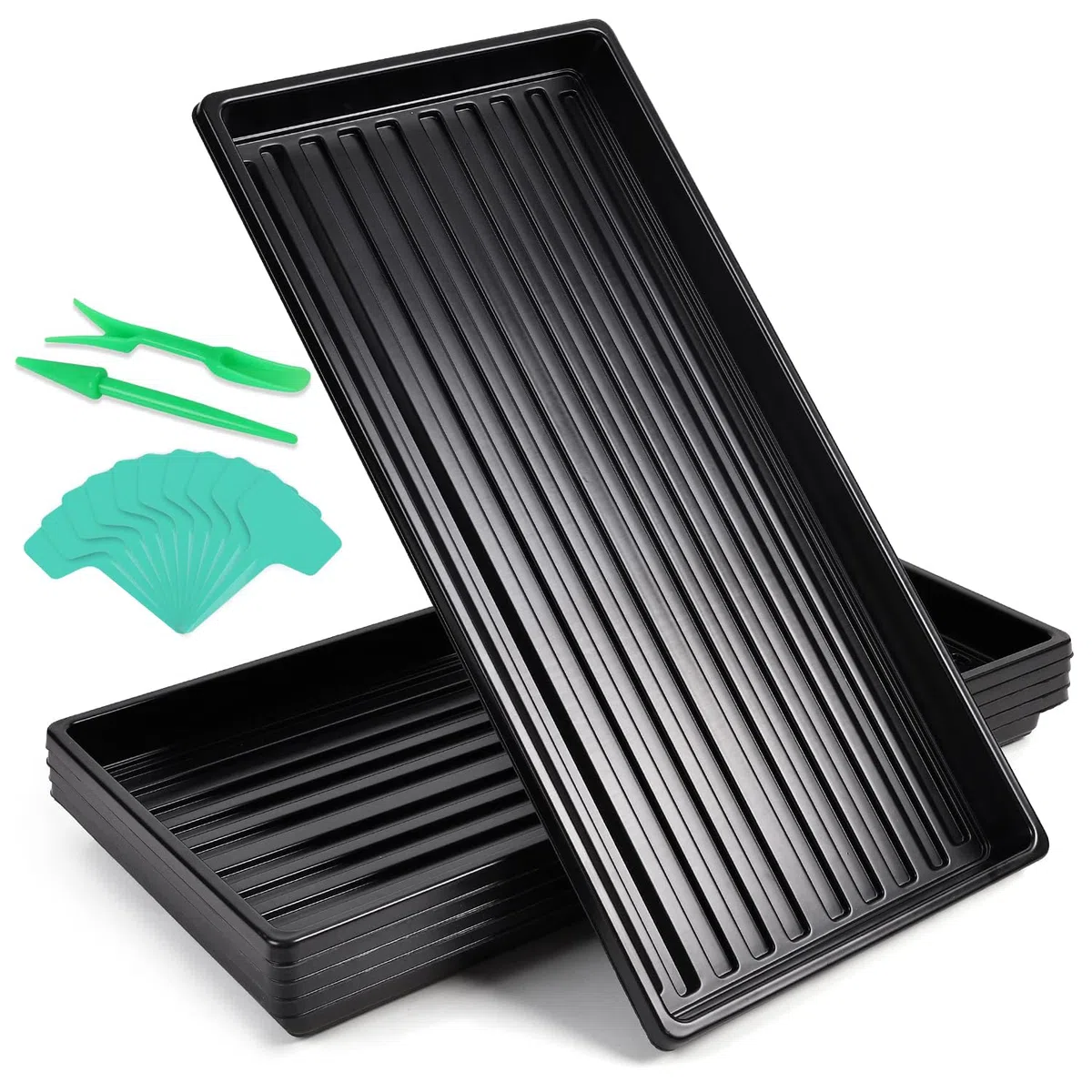 5 Pièce 51 x 25 cm Plateau de Semis Réutilisable Plateau de Culture | Bacs à Semis avec Étiquettes de Plantes pour Légume Fleurs Germination Hydroponique Jardin Serre (5)