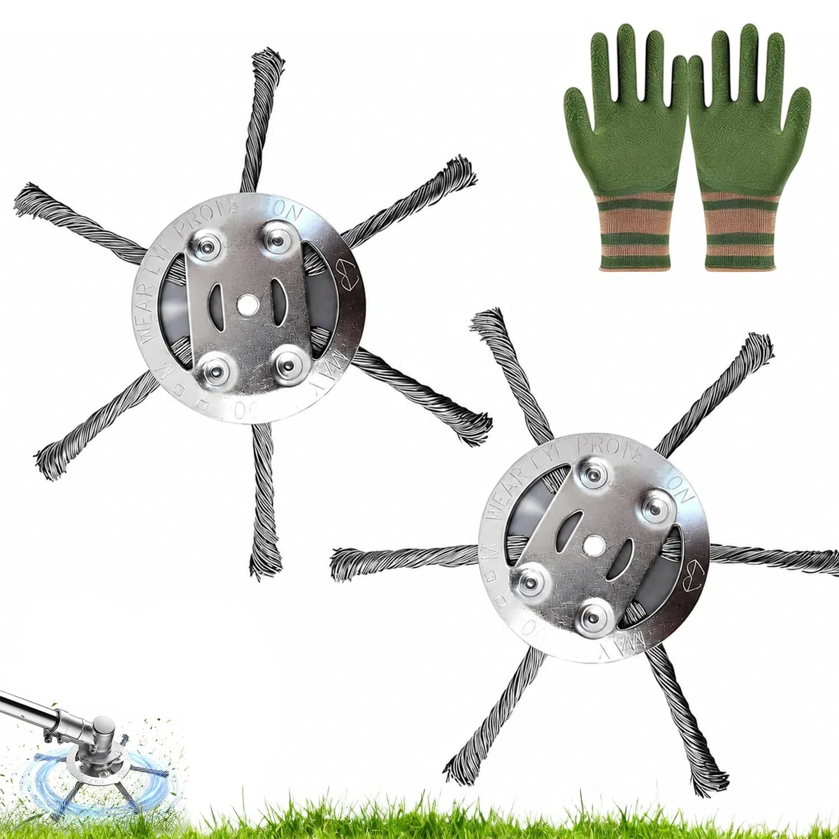 Lot de 2 Brosses Désherbantes en Fil d’Acier 5,5 mm pour Débroussailleuse et Coupe-Bordure, Brosse Métallique Mauvaises Herbes, Tête de Désherbage Professionnelle pour Jardin Allée Pavés