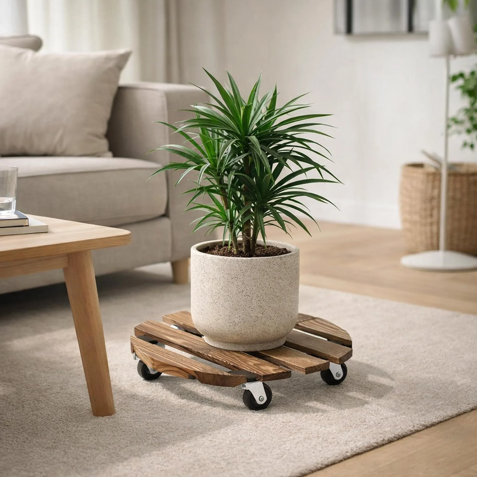 Chariot pour plantes YushengTai rond 30x30 cm, 2 pièces, chariot à roues pour fleurs rond, chariot à roues pour plantes capacité de charge 90 kg, chariot pour plantes d'extérieur, sous-pot de fleurs