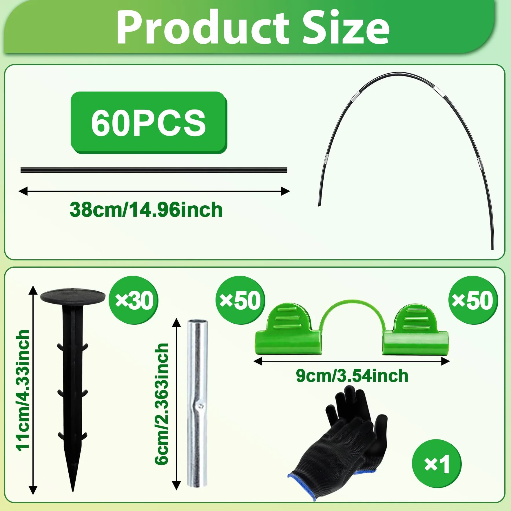 TZEKING Arceau pour Serre Tunnel,60 Pièces Arceau de Jardin,Cerceau pour Serre de Jardin