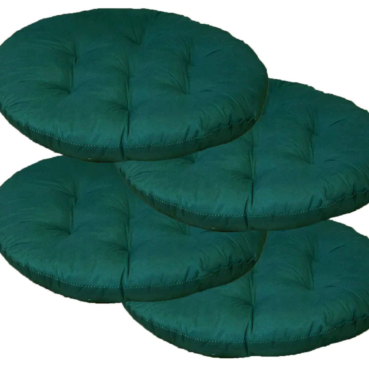 Coussin de chaise rond, 40x40 cm Ensemble de 2/4/6/8 Coussins de chaise pour salle à manger, Tapis de siège pour meubles en rotin extérieur pour salon, bureau, jardin, patio (Vert foncé, 4