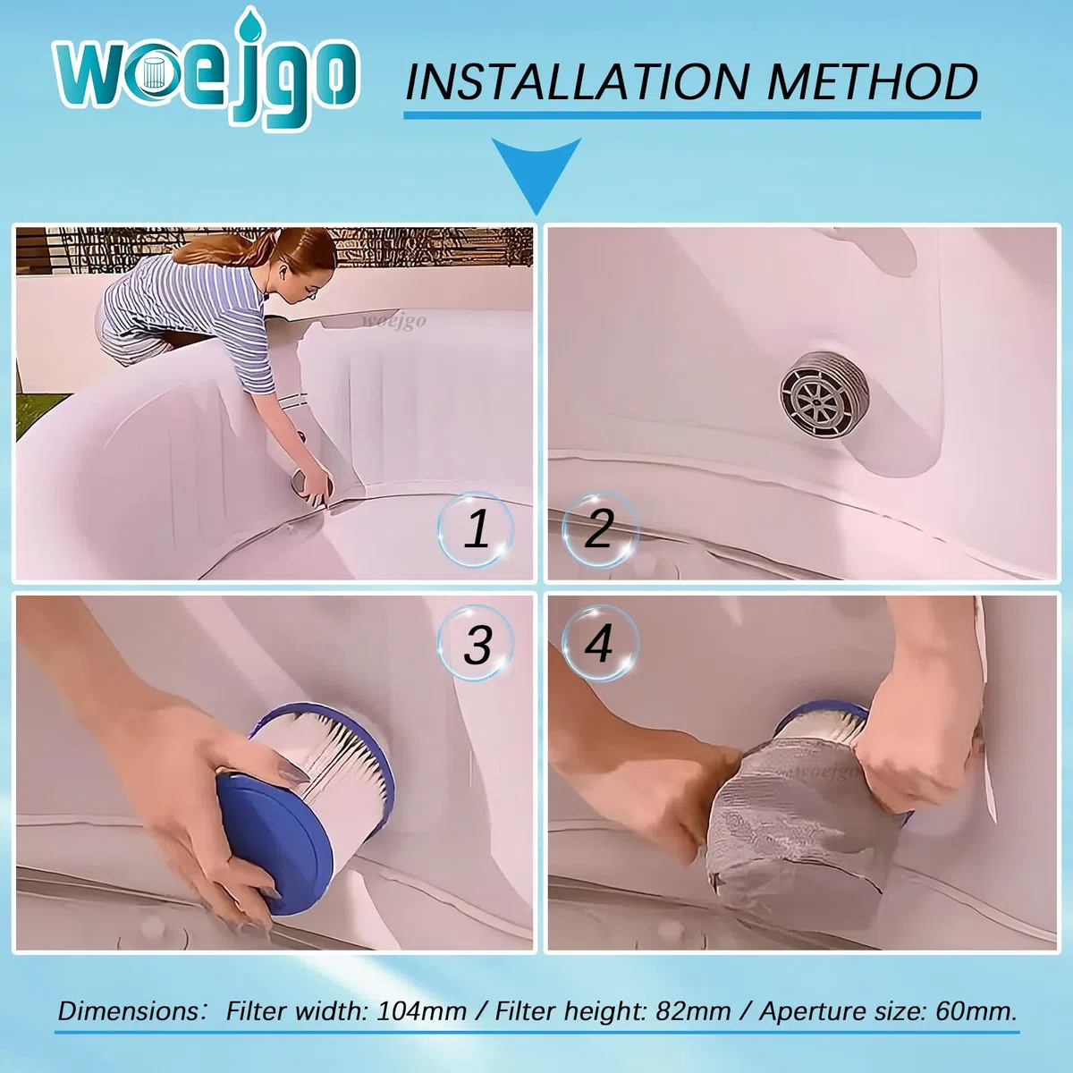 Cartouches Filtre Spa a Visser,Filtre à Vis pour Spa Gonflable Pas De Vis 60mm,Cartouche Filtre pour Spa, Compatible pour Cosy Spa, Clever Spa, Rechange Filtre pour Spa. (Bleu-4)