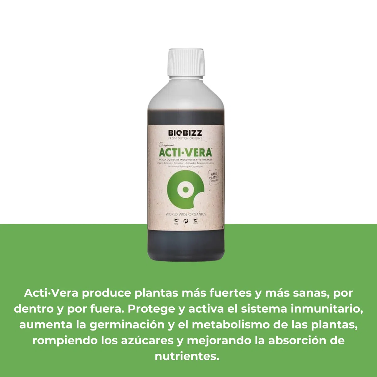 GROWMANIA Acti Vera de BioBizz 500 ml + Échantillon Boost Up de Up Nutrients + Verre Doseur | Revitalisant pour Plantes de Jardins Urbains | Améliore la Vitalité et la Floraison