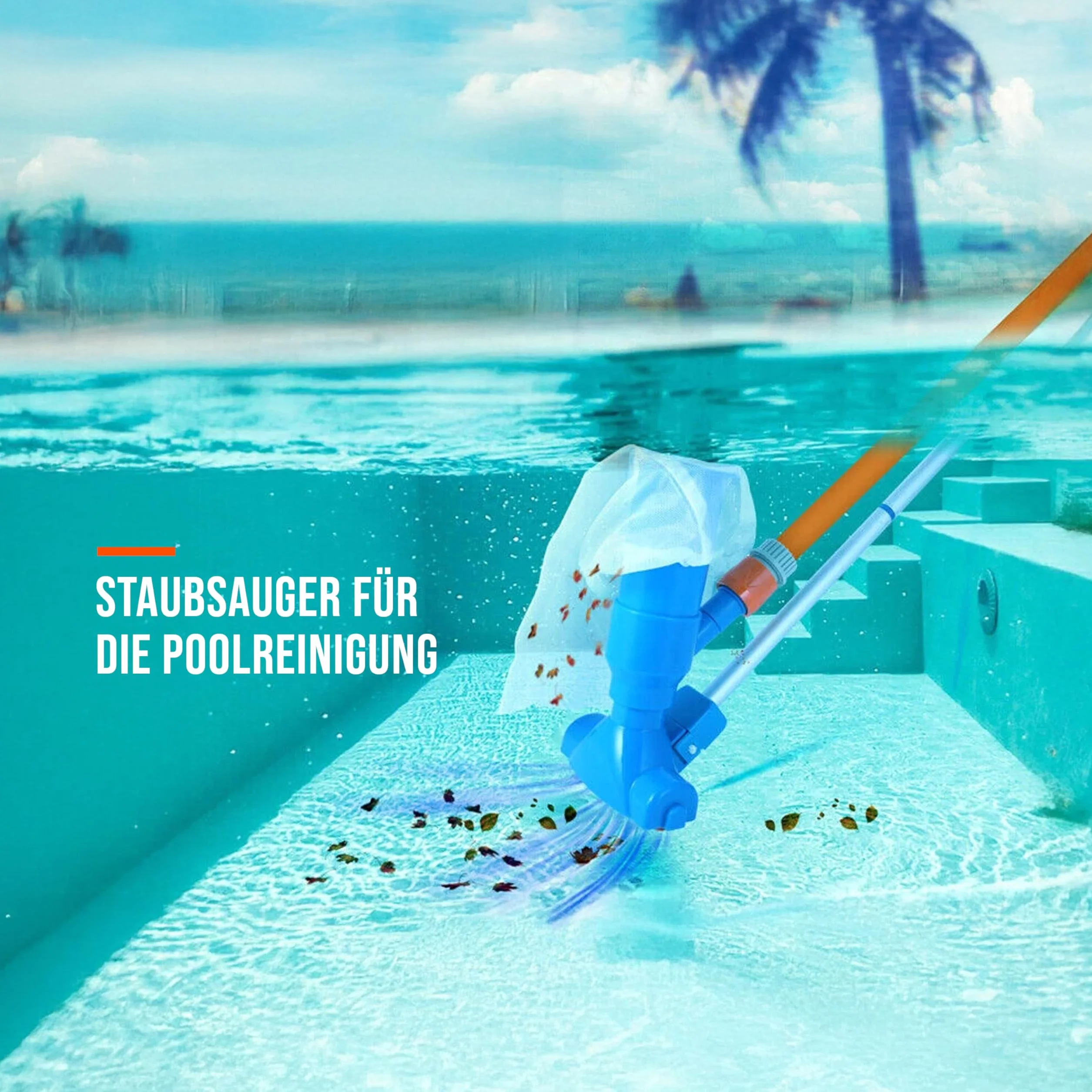 Aspirateur de piscine avec tige télescopique - Nettoyage manuel pour spa et jacuzzi - Sac filtrant réutilisable - Aspirateur jet d'eau pour fond de piscine dans le jardin