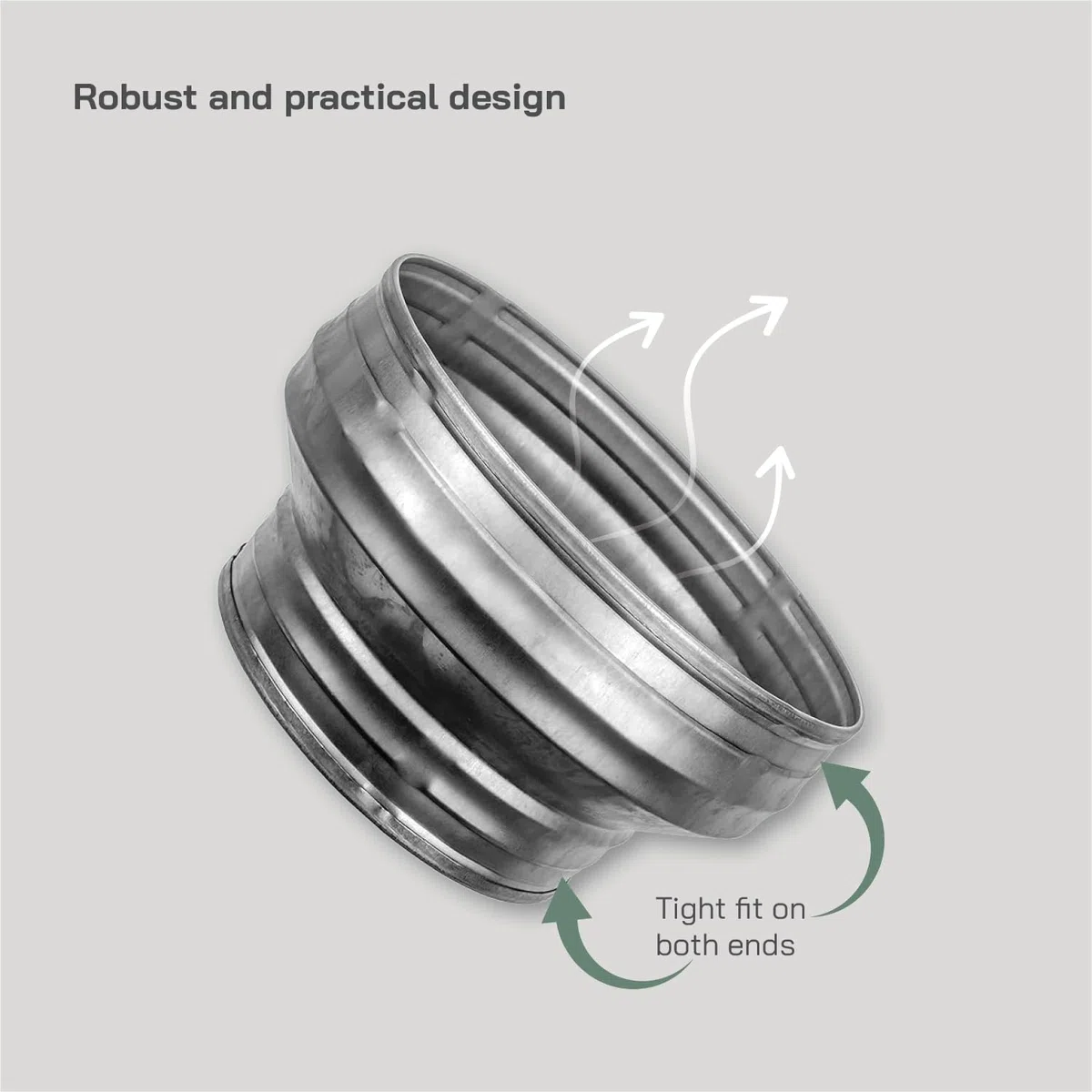 Vent Systems Adaptateur réducteur de conduit de 200 mm à 150 mm pour système CVC, systèmes de ventilation, échappements et tentes de culture (acier galvanisé, 200 à 150 mm)