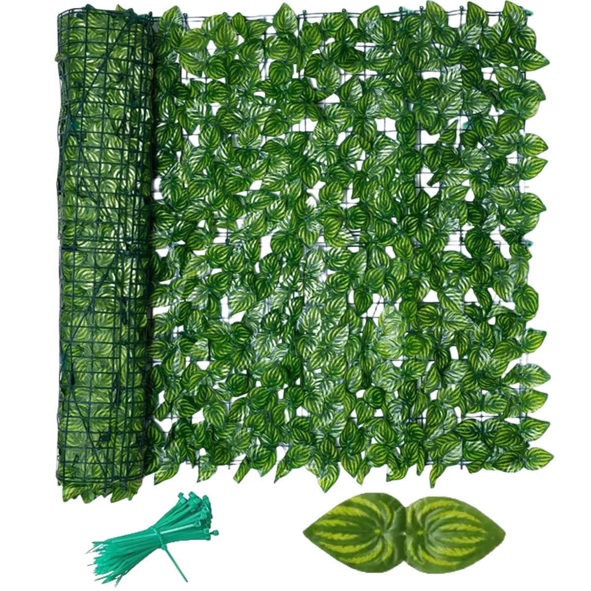 Clôture de jardin 3 x 0,5 m treillis de lierre artificiel feuilles clôture de confidentialité panneaux pour plantes, balcon, extérieur, haie artificielle de feuilles de lierre