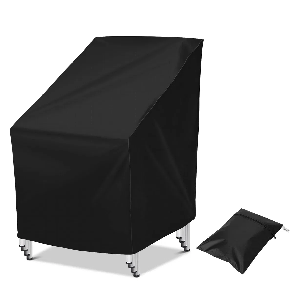 Cozary Housse Chaise Jardin, 64x64x70/120 cm Imperméable Housse Fauteuil Jardin, 210D Oxford Anti-UV Housses de Chaises de Jardin pour 4 Chaises Empilables - Noir