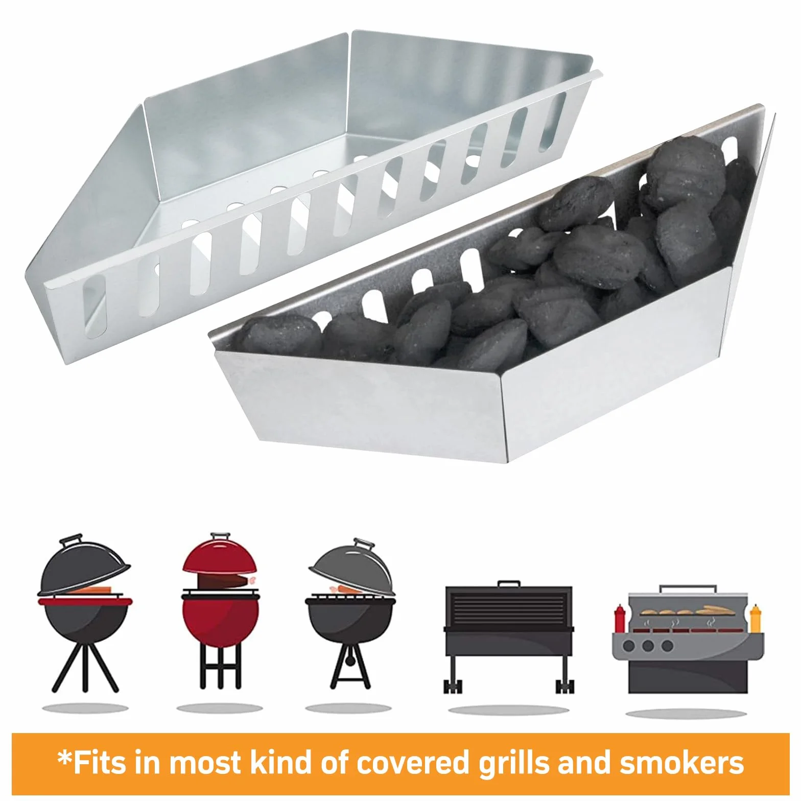 Panier à charbon de bois pour grill Weber - Accessoire BBQ pour barbecues à boules de 57 cm - Paniers à charbon et plateau à charbon - Compatible avec les grills Weber 7403 et One