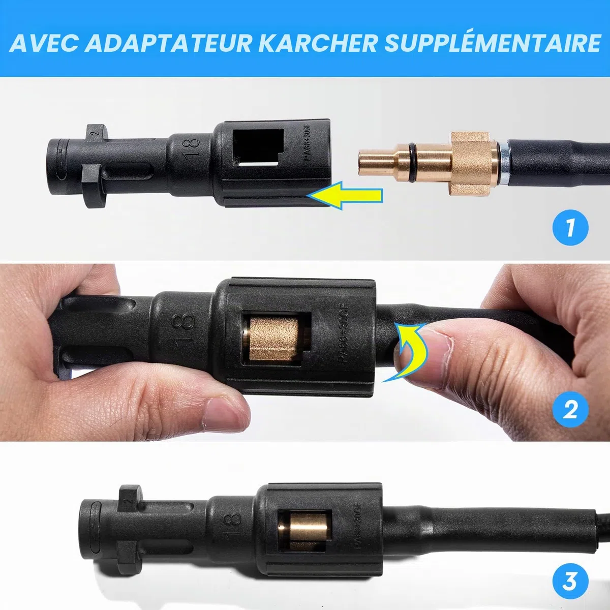 YUET Tuyau Déboucheur de Canalisations 10M/33FT pour Nettoyeur Haute Pression Karcher K2 K3 K4 K5 K7 et Lavor, 3200 psi 220 Bar, Sonde de Débouchage Flexible Tuyau de Vidange avec Adaptateur
