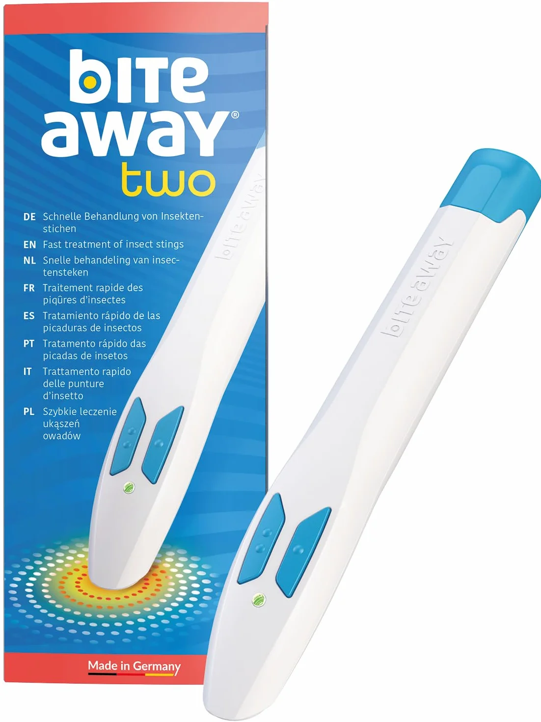 bite away Two Le Nouveau Look du Stylo Chauffant Contre Les démangeaisons; Le Stylo électronique pour Le Traitement Rapide des piqûres de moustiques; cliniquement prouvé et testé dermatologiquement