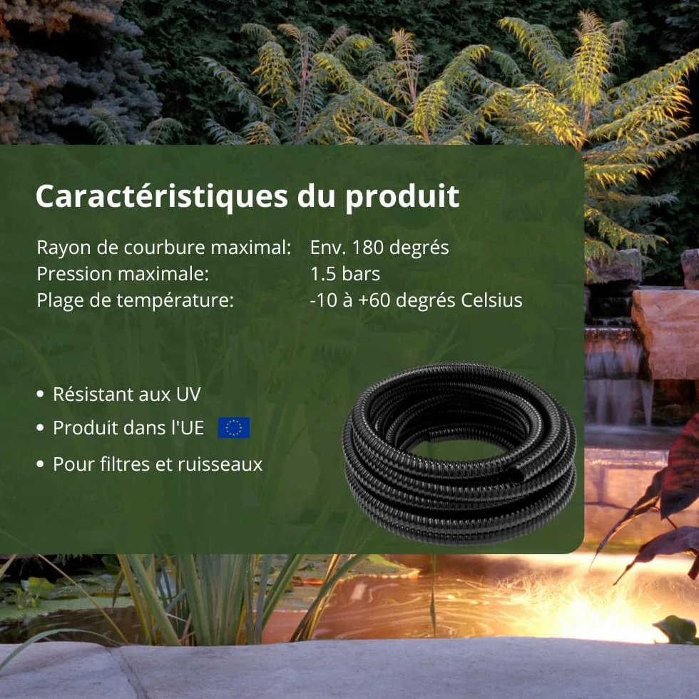 Hero Tuyau en spirale pour étang 32 mm 10 m de long